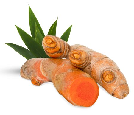 turmeric isolated on white backgroundの写真素材