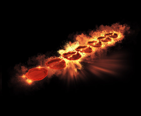 Seven Seals Wax Revelation Fire Explosionの写真素材