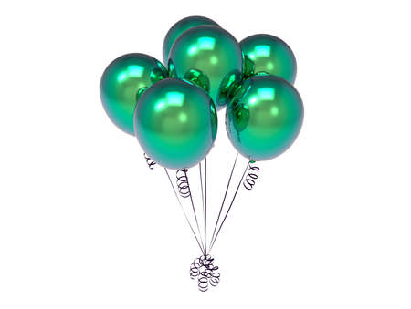 Party Green Balloons for Decoration 3D Illustrationの写真素材