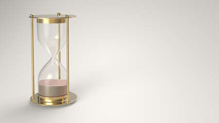 Hourglass Times Up with Beije Background 3D Illustrationの写真素材