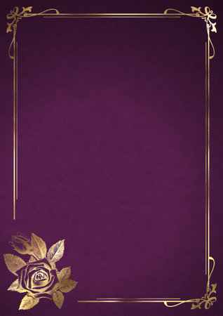Remembrance and Longing Letter Vintage Pink Background with Roses with Golden Effectの写真素材