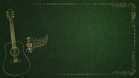 Guitar Song Musical Notes Vintage Background Letterhead Template Presentation Layout Luxury Illustration - Greenの写真素材