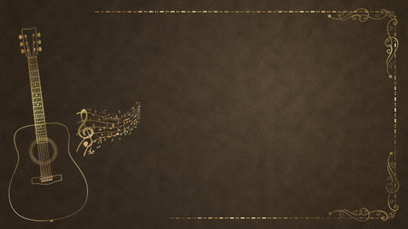 Guitar Song Musical Notes Vintage Background Letterhead Template Presentation Layout Luxury Illustration - Dark Beigeの写真素材