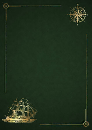 Boat Sailing Nautical Marine Compass Travel Template Presentation Layout Background Luxury Illustration - Greenの写真素材