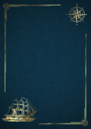 Boat Sailing Nautical Marine Compass Travel Template Presentation Layout Background Luxury Illustration - Blueの写真素材
