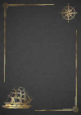Boat Sailing Nautical Marine Compass Travel Template Presentation Layout Background Luxury Illustration - Greyの写真素材