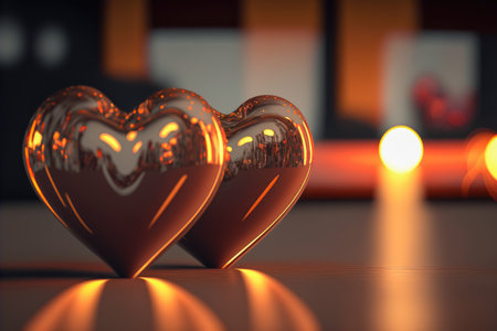 Valentines Day love souvenir glass hearts postcard illustration with bokeh effects HQの素材