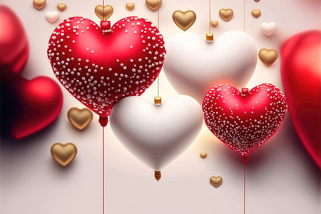 Valentines Day Souvenir of Love Couple in Love Postcard Hearts Illustration Bokeh Effects HQの素材