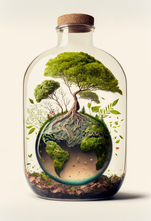Planet Earth Inside a Bottle With Vegetation Environment HQの素材