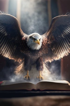 Royal Eagle upon a Bible the Word of God with smoking effects Illustration HQの素材