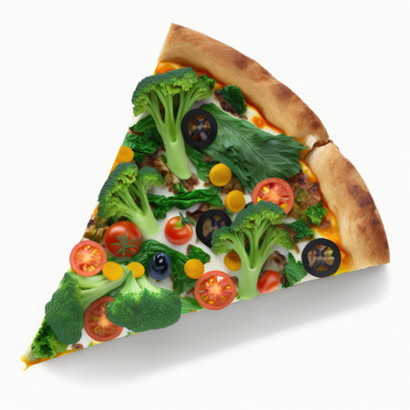 Vegan pizza slice with green natures vegetables Generative AI Illustration HQの素材