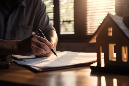 Home purchase loan real estate agent purchase and sale an house Generative AI Illustration.の素材