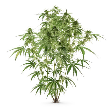 Cannabis hemp plant with white background Generative AI Illustration.の素材