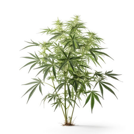 Cannabis hemp plant with white background Generative AI Illustration.の素材