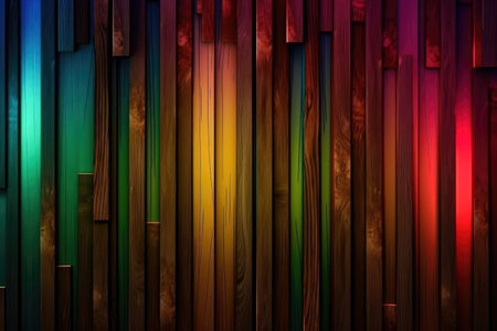 Wooden background wall multiple colorful colors.の素材