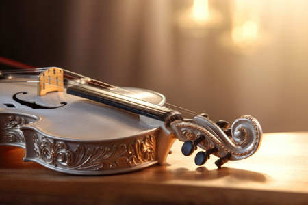 Classic violin with floral ornaments in a calm ambiance Generative AI Illustration.の素材