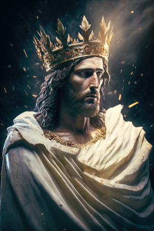 Jesus the Savior the King of the Universe the Son of God the Lamb of God Generative AI Illustration.の素材