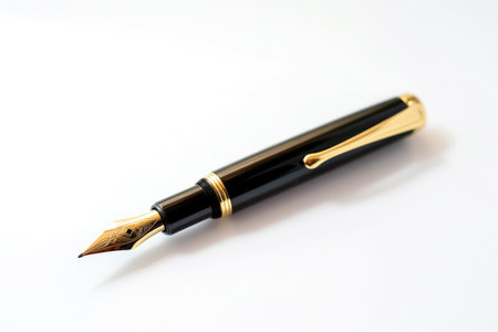 VIP leader executive luxury ink pen with golden edges on white background Generative AI Illustration.の素材
