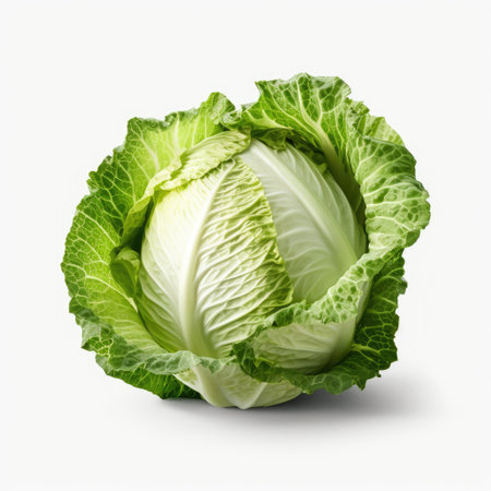 Fresh green cabbage kale isolated with a white background Generative AI Illustration.の素材