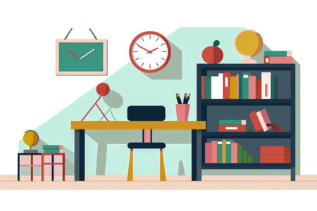 Kids room with educational study and learning environment Generative AI Illustration.の素材