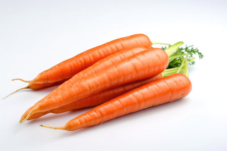 Fresh carrots isolated with a white background Generative AI Illustration.の素材