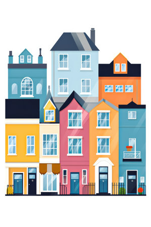 Houses illustration of the real estate sector isolated with white background Generative AI.の素材