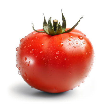 Red tomato isolated with white background Generative AI Illustration.の素材