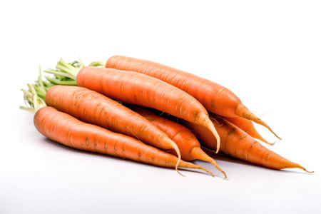 Fresh carrots isolated with a white background Generative AI Illustration.の素材