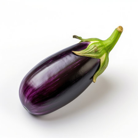 Fresh eggplant ingredient for food on a white background Generative AI Illustration.の素材