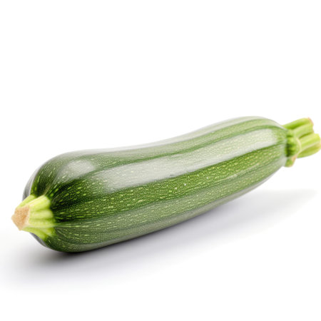 Fresh organic raw courgette for cooking recipes on white background Generative AI Illustration.の素材