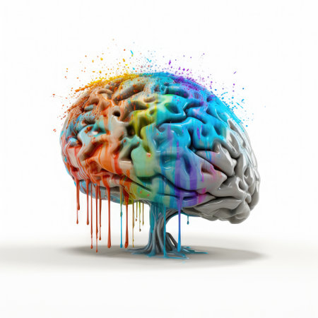Artificial intelligence brain with creative and multi colors with white background Generative AI Illustration.の素材