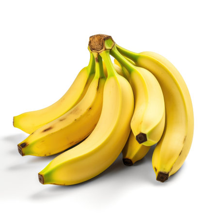 Fresh raw ripe bananas for fruit salads recipes on white background Generative AI Illustration.の素材