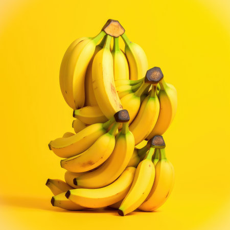 Pile of fresh raw ripe bananas for fruit healthy salads recipes Generative AI Illustration.の素材