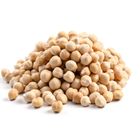 Pile of organic chickpeas seeds ingredient food with white background Generative AI Illustration.の素材