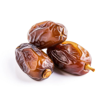 Pile of raw organic ripe dates with white background Generative AI Illustration.の素材