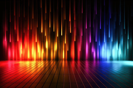 Abstract colorful background wall for photography with falling colorful effects Generative AI Illustration.の素材