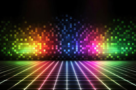 Abstract colorful background wall for photography with cube shapes Generative AI Illustration.の素材