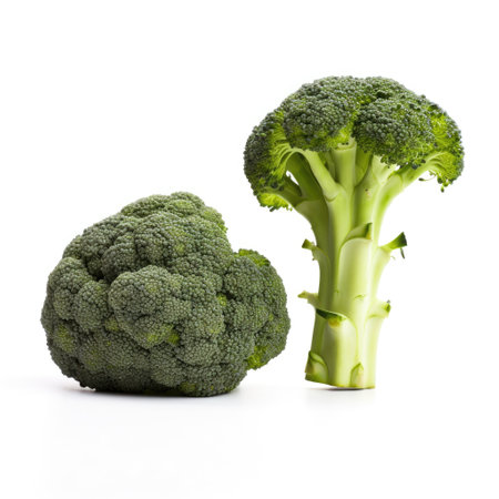 Raw fresh organic broccoli on a white background healthy vegetables Generative AI Illustration.の素材
