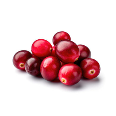 Fresh red cranberries organic and raw for salads on white background Generative AI Illustration.の素材