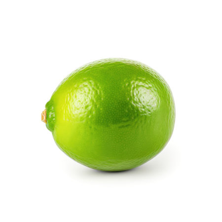 A fresh organic raw lime on white background Generative AI Illustration.の素材