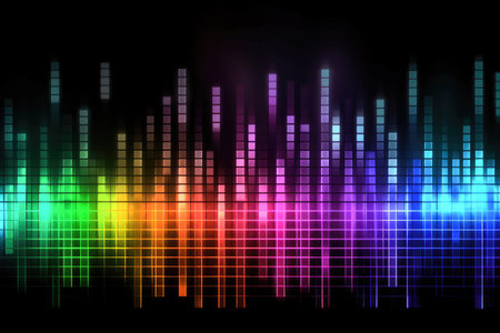 Abstract colorful background wall with an equalizer multi color shapes Generative AI Illustration.の素材