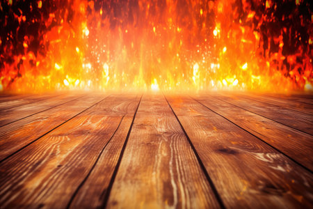 Background scenario wall for photography with an old and blurred fire and flames at the back Generative AI Illustration.の素材