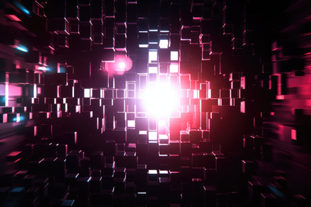 Abstract colorful background wall for photography with cube shapes Generative AI Illustration.の素材