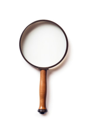 Isolated magnifying glass on white background Generative AI Illustration.の素材