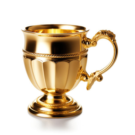 A isolated golden cup on a white background Generative AI Illustration.の素材