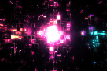 Colorful abstract background wall for photography with cube shapes Generative AI Illustration.の素材