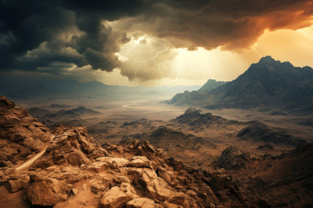 Announcement of a global storm On Planet Earth the Hour of Judgment of God Revelation Apocalypse Generative AI Illustration.の素材