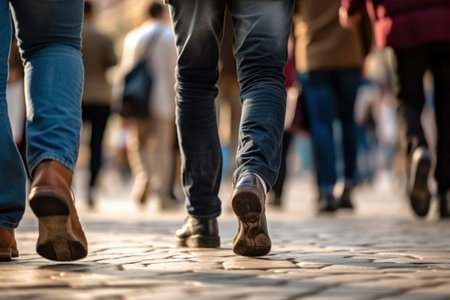 People walking back and forth in the middle of a confusing and stressful city each person has its own life story Generative AI Illustration.の素材