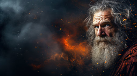 Background illustration of apostle John in island of Patmos being inspired by the Holy Spirit to write the book of Revelation Generative AI.の素材