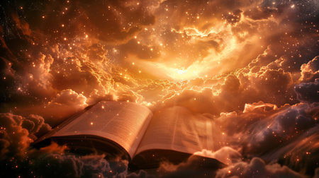 The Bible the Word of God the Gospel in the Clouds of Heaven Way to Salvation.の素材